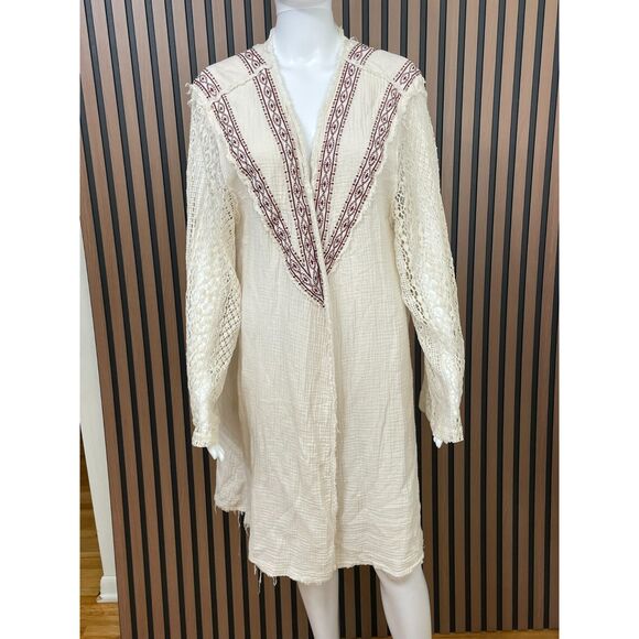 POL Women's Sweater Cardigan V-Neck Back Slit Long Sleeve Sheer Back L White - Picture 1 of 8
